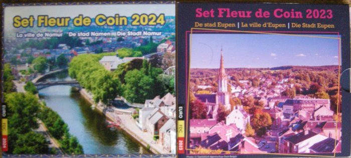 Belgien. Jaarset 2023/2024 "Eupen" + "Namen" (2 verschillende)  (Ingen mindstepris)