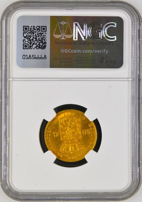 Holland. Willem III. 10 Gulden 1877 Utrecht, in slab NGC MS66