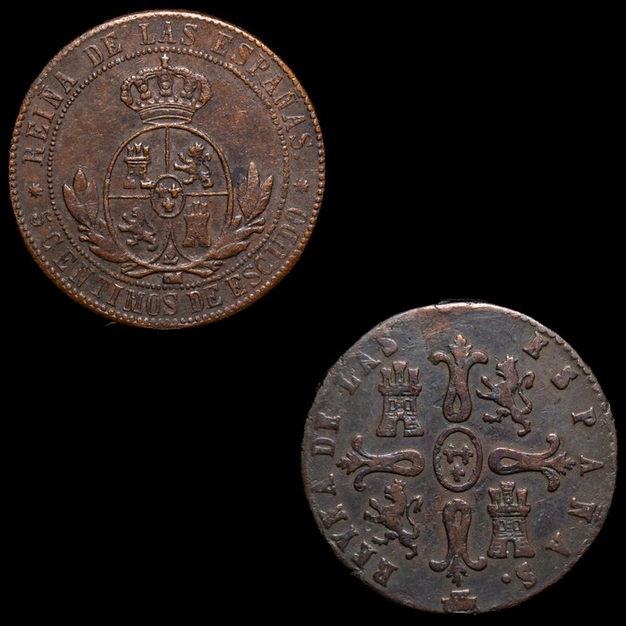 Spanien. Isabel II (1833-1868). Lote de 2 monedas 1868 y 1843-Barcelona  (Ingen mindstepris)