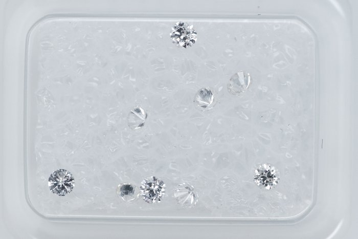 Ingen mindstepris - 9 pcs Diamant  (Natur)  - 0.34 ct - Rund - I1, SI1, SI2, VS1, VS2 - Gem Report Antwerp (GRA) - INGEN RESERVEPRIS