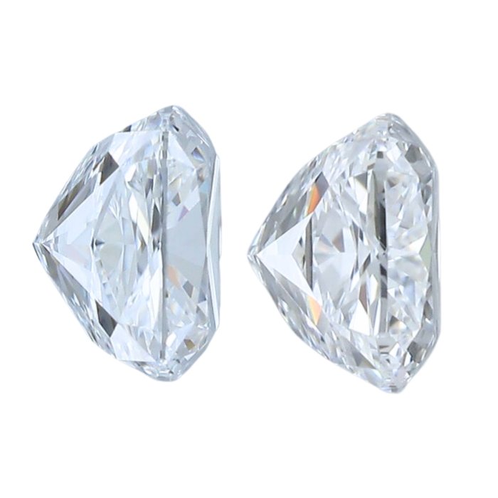 2 pcs Diamant  (Natur)  - 1.02 ct - Pude - D (farveløs) - VVS1, VVS2 - Gemological Institute of America (GIA)