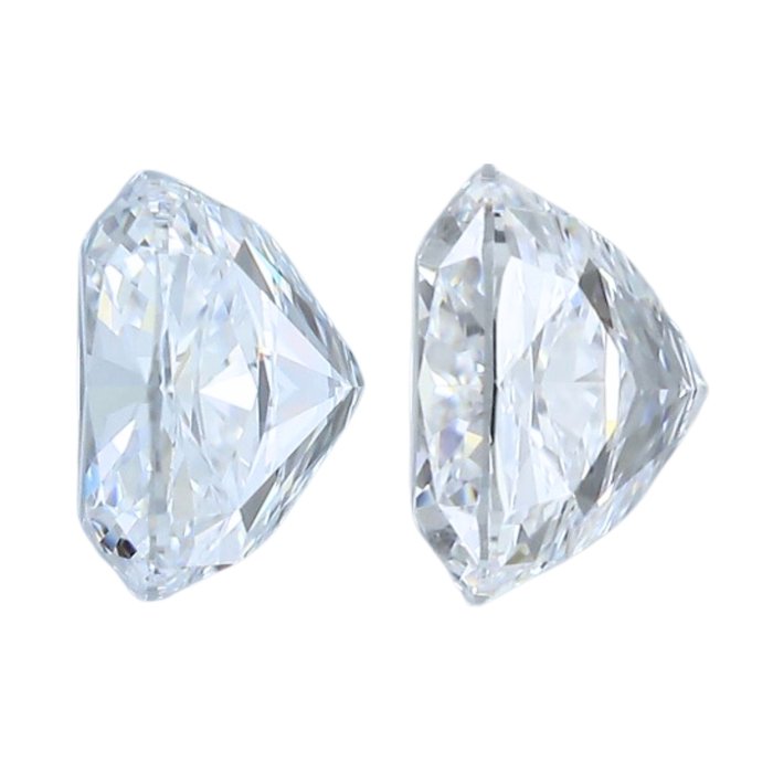 2 pcs Diamant  (Natur)  - 1.02 ct - Pude - D (farveløs) - VVS1, VVS2 - Gemological Institute of America (GIA)