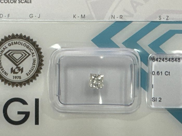 Ingen mindstepris - 1 pcs Diamant  (Natur)  - 0.61 ct - I - SI2 - International Gemological Institute (IGI) - Prinsesse 0,61ct I si2