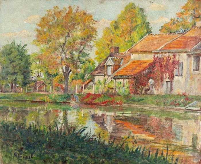 André-Léon Vivrel (1886-1976) - Maison au bord de l'eau