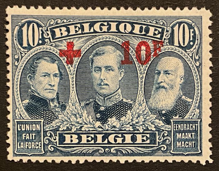 Belgien 1918 - Udgave Albert I og synspunkter - Røde Kors - 10fr - POSTFRIS med Smukt Center - OBP 163 - Met Keurmerk - ZONDER RESERVEPRIJS