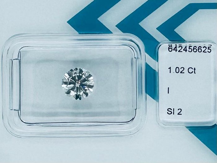 1 pcs Diamant  (Natur)  - 1.02 ct - Rund - I - SI2 - International Gemological Institute (IGI)