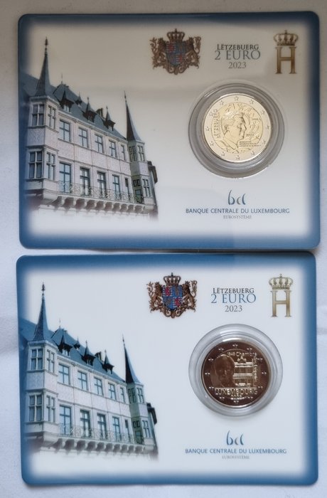 Luxembourg 2 Euro 2023 "Olympisch comités" + "Parlement" (2 coincards)  (Ingen mindstepris)