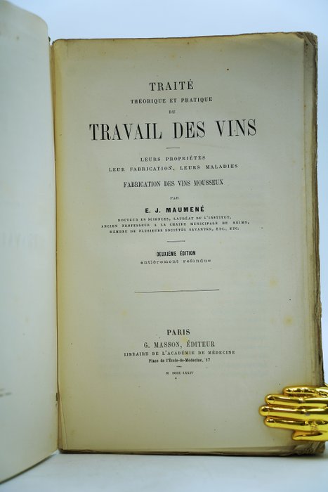 E.J. Maumené - Traité théorique et pratique du travail des vins - 1874