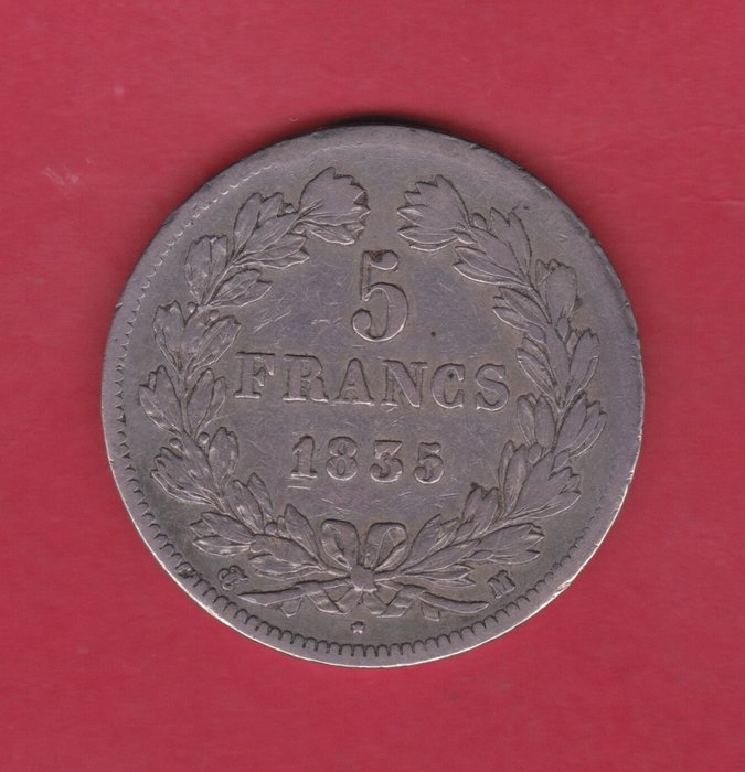 Frankrig Ludvig-Filip 1 (1830-1848) 5 Francs 1835-M Toulouse  (Ingen mindstepris)