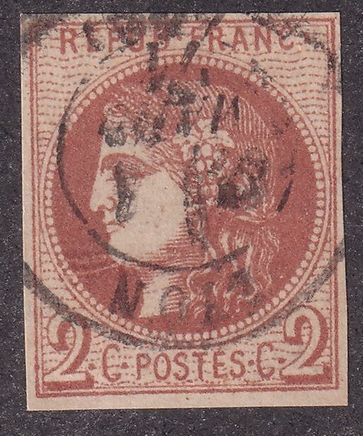 Frankrig  - 2c rød-brun - TB - Yvert n°40B