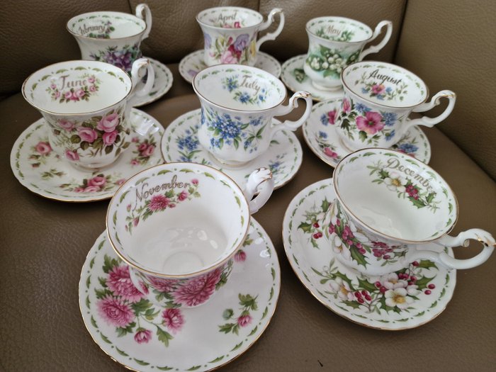 Royal Albert - Kop og underkop (8) - Knogleporcelæn - Kaffestel