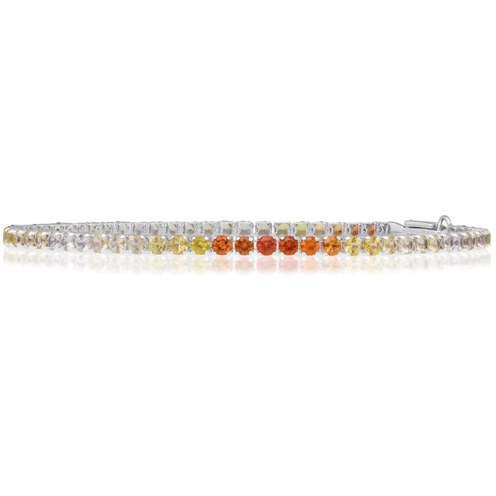 Armbånd Platin - 'Gradient' orange safirer - GRA-certificeret -  3.35ct. tw.