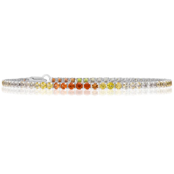 Armbånd Platin - 'Gradient' orange safirer - GRA-certificeret -  3.35ct. tw.