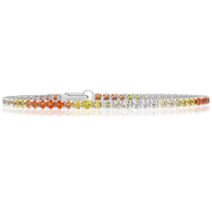 Armbånd Platin - 'Gradient' orange safirer - GRA-certificeret -  3.35ct. tw.