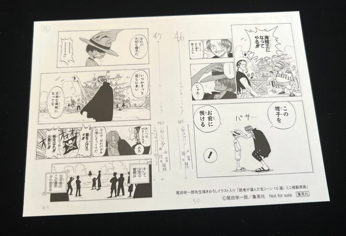 ONE PIECE - 1 RARE Official Memorial Mini Manga Page with Autograph - The Straw Hat Has Passed Down