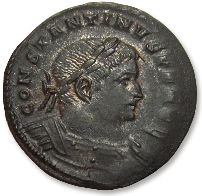 Romarriket Constantine I (AD 306-337) Follis Treveri (Trier) mint 310-313 AD - mintmark PTR - rare type - MARTI CONSERVATORI