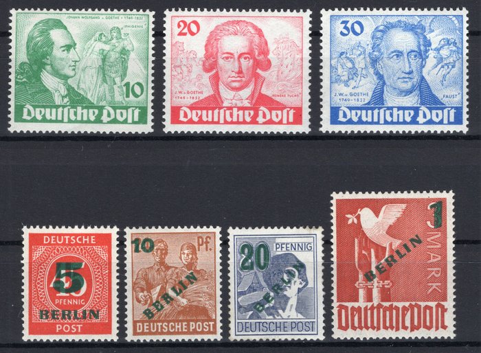 Berlin 1949 - Sætninger Goethe og grønt aftryk **/MNH - Michel 61/63, 64/67