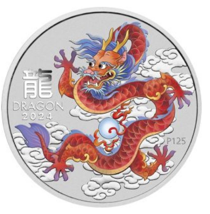 Australien 1 Dollar 2024 Year of the Dragon - Red 1 Oz (999)  (Ingen mindstepris)