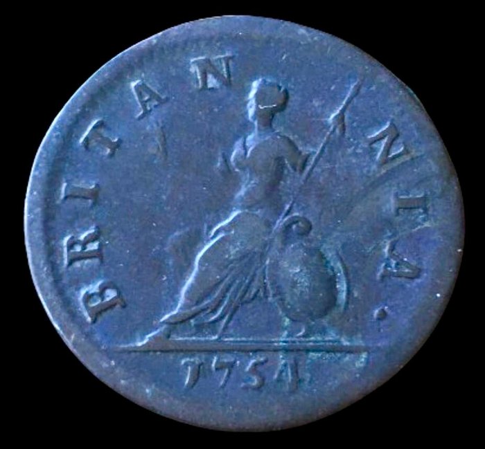 Storbritannien. Georg 2. af Storbritannien (1727-1760). 1 Farthing - 1754 - (R559)  (Ingen mindstepris)