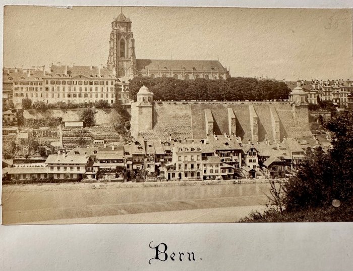 Jean Moeglé and others - Six Views of Switzerland (Bern Lucerne Thun Mt Rigi) - Lot of 6 Albumen Prints - 1860s - 1880s