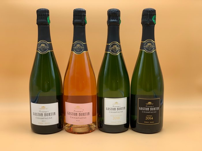 Gaston Burtin, Brut, Rosé, Blanc de Blancs 2018  Millesimé 2014 - Épernay - 4 Flasker (0,75 L)