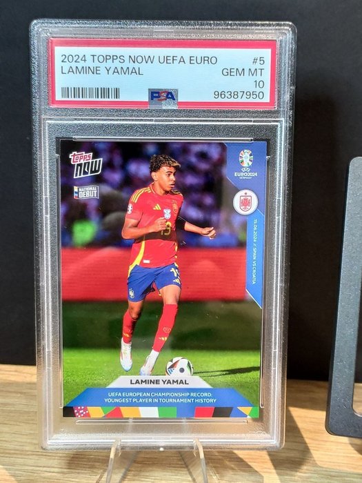 2024 Topps Now UEFA Euro Lamine Yamal #5 National Debut PSA 10 Graded card