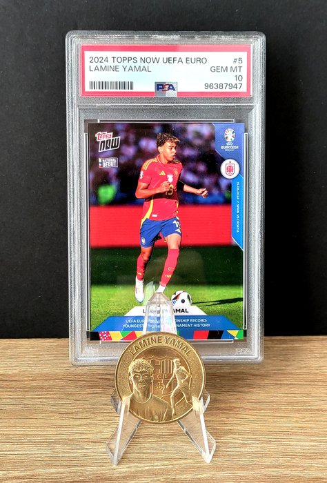 2024 Topps Now UEFA Euro Lamine Yamal #5 National Debut PSA 10 Graded card