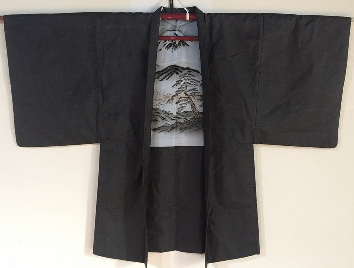 Sæt med 2 / Hawk / Landskab / Japansk vintage Kimono 羽織 HAURI-jakke - Silke - Japan - Showa periode - Heisei periode