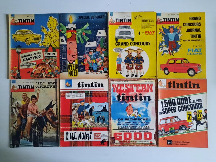 Tintin (magazine) - 65 Udgaver med omslag af Hergé og hans atelier + kalendere + tillæg - Første belgiske udgave - 1949/1986