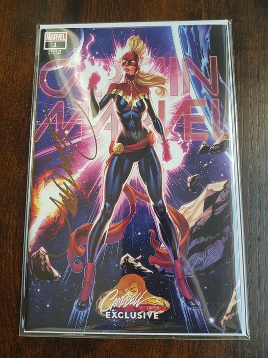 Captain Marvel #1 BIG KEY ISSUE ! Emerald City Comic Con Exclusive !! Totally SOLD OUT ! - Signed by J.Scott Campbell ! LIMITED only 1000 copies !! - 1 Signed comic - Første udgave