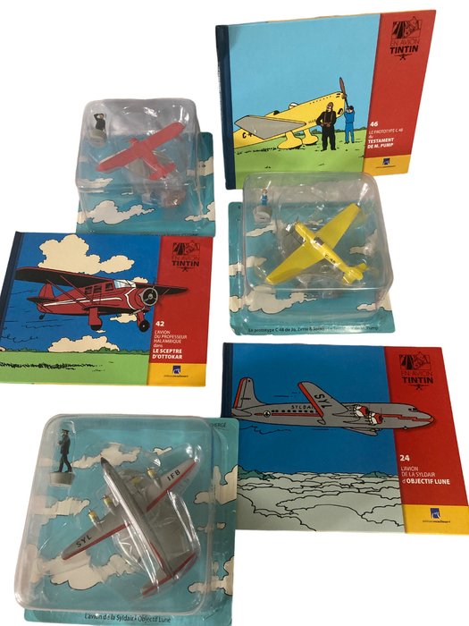 Moulinsart - Modelfly  (6) - En Avion Tintin N°24.N°42.N°46 avec leur livre - Tintin