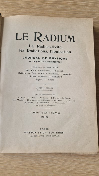 Marie Curie - Le Radium - 1910