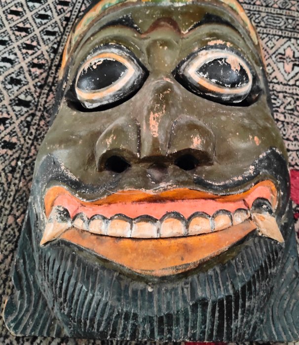 Stor Dæmonmaske Bali - 37 x 27 cm - Indonesien  (Ingen mindstepris)