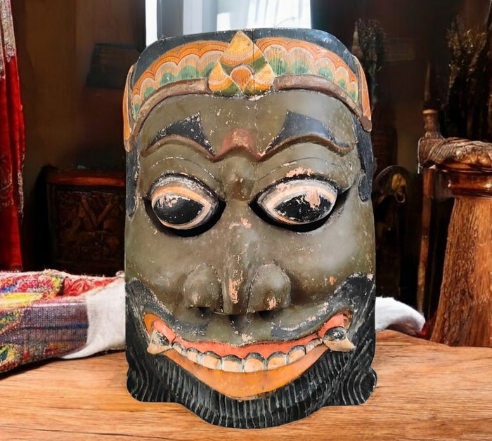 Stor Dæmonmaske Bali - 37 x 27 cm - Indonesien  (Ingen mindstepris)