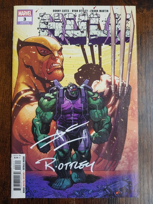 Hulk #3 Key Issue ! 1st Print SOLD OUT  !! - Signed By creators Ryan Ottley and Donny Cates !!! With COA ! - 1 Signed comic/2022