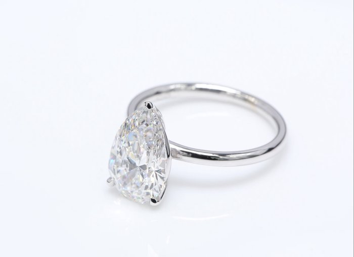 Ingen mindstepris - Ring - 18 kraat Hvidguld -  3.00ct. tw. Diamant (Laboratoriedyrket) - Pære E-VS1