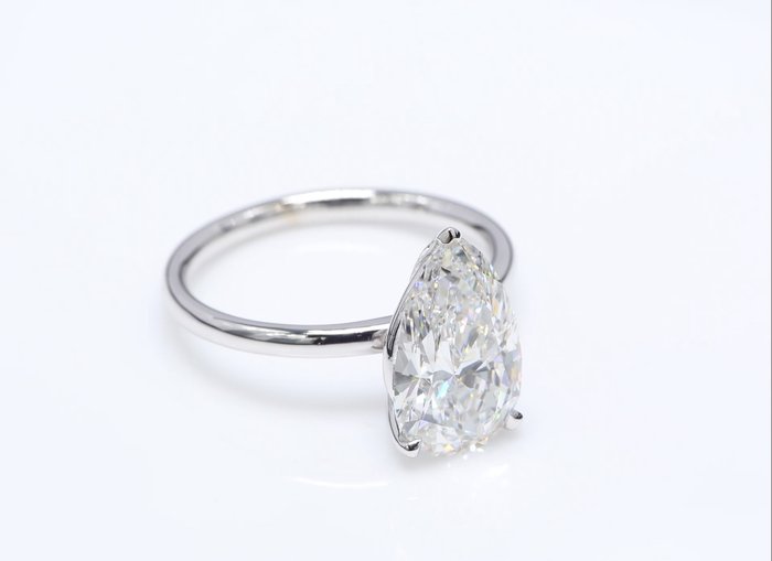 Ingen mindstepris - Ring - 18 kraat Hvidguld -  3.00ct. tw. Diamant (Laboratoriedyrket) - Pære E-VS1