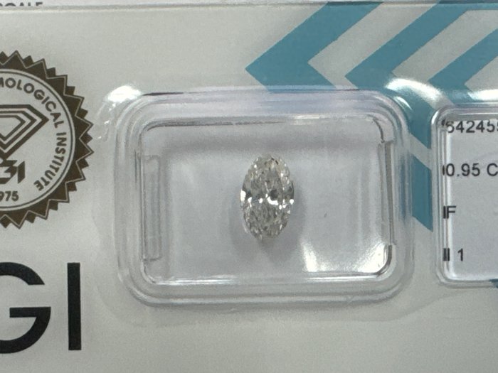 Ingen mindstepris - 1 pcs Diamant  (Natur)  - 095 ct - Rund - F - I1 - International Gemological Institute (IGI)