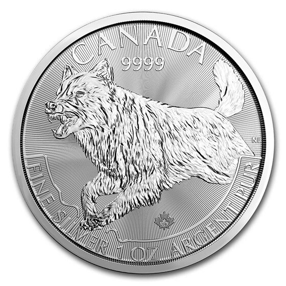 Canada. 5 Dollars 2018 Predators series - Wolf, 1 Oz (.999% silver)  (Ingen mindstepris)