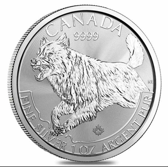 Canada. 5 Dollars 2018 Predators series - Wolf, 1 Oz (.999% silver)  (Ingen mindstepris)