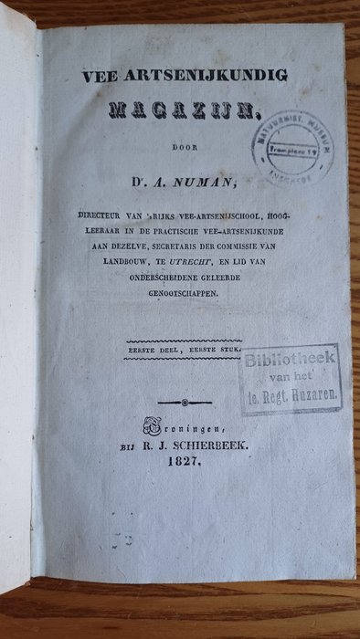 Dr. A. Numan - Vee Artsenijkundig Magazijn - 1827-1837