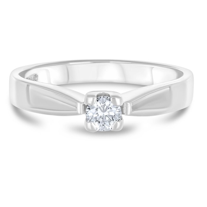 Ring - 18 kraat Hvidguld -  0.18ct. tw. Diamant (Natur)