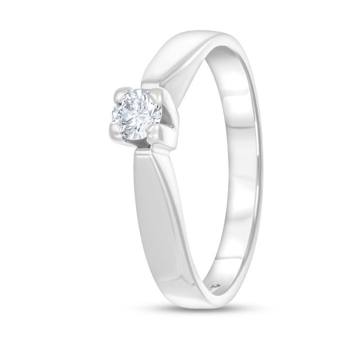 Ring - 18 kraat Hvidguld -  0.18ct. tw. Diamant (Natur)