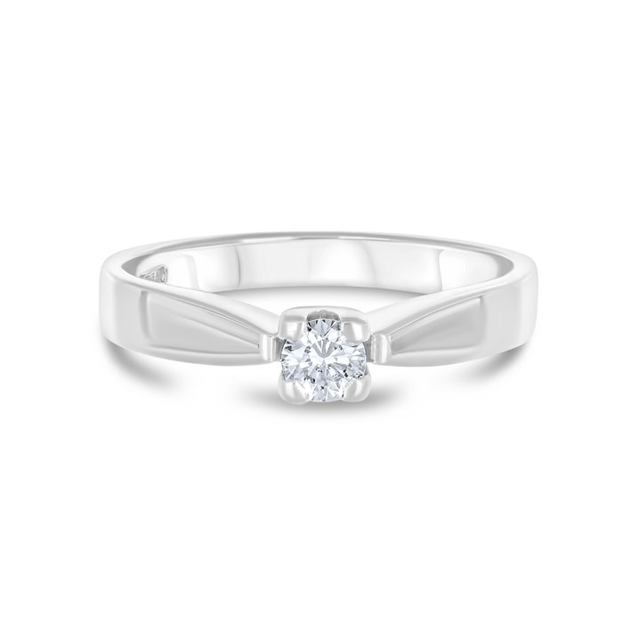 Ring - 18 kraat Hvidguld -  0.18ct. tw. Diamant (Natur)