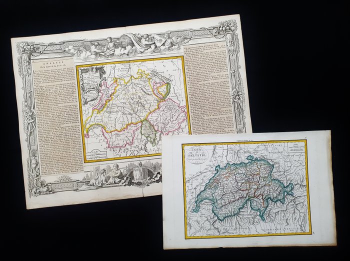 Europa - [LOT of 2] - Elvetic Region / Schweiz / Basel / Zürich / Lausanne / Swisse; Louis Desnos  Louis Brion De La Tour -- Lapie, Malte Brun - [LOT of 2] - La Suisse divisee en ses Cantons / Les Suisses et les Grisons - 1761-1780