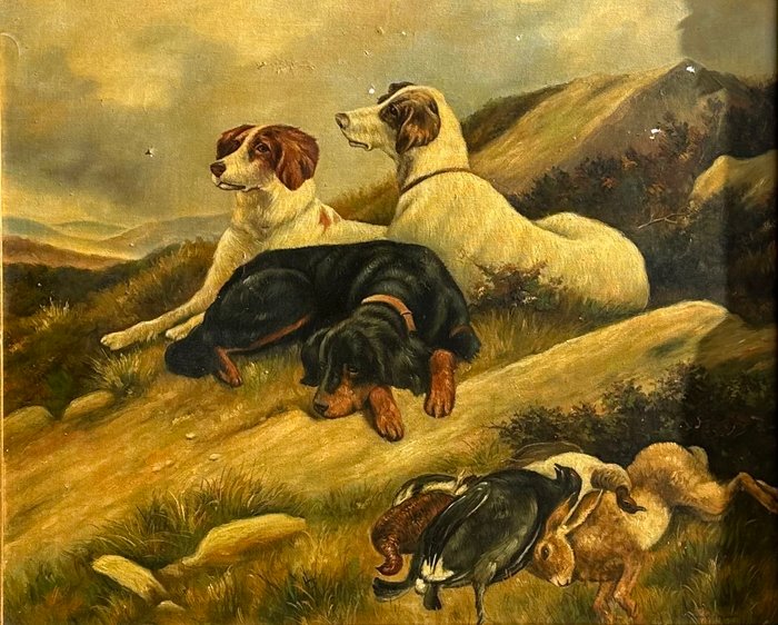 William Hardie Sinclair (British XX) - Three Setters With The Days Bag