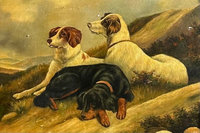 William Hardie Sinclair (British XX) - Three Setters With The Days Bag