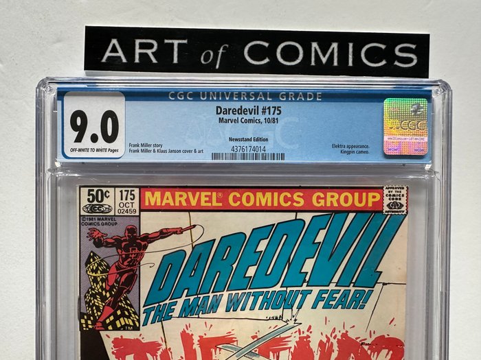 Daredevil #175 - Elektra, Kingpin Appearance - Rare Newsstand Edition - CGC Graded 9.0 - Very High Grade!! - 1 Graded comic - Første udgave - 1981