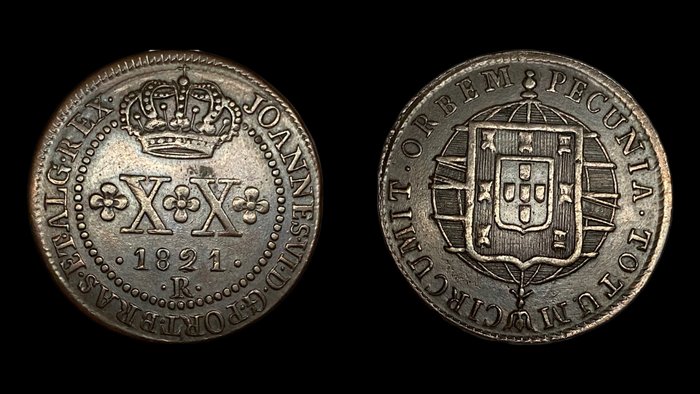 Brasilien (Kolonial). D. João VI (1816-1826). XX Reis 1821 R  (Ingen mindstepris)