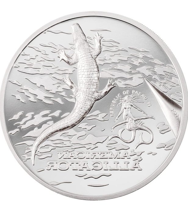 Palau. 5 Dollars 2022 American Alligator, 1 Oz (.999)